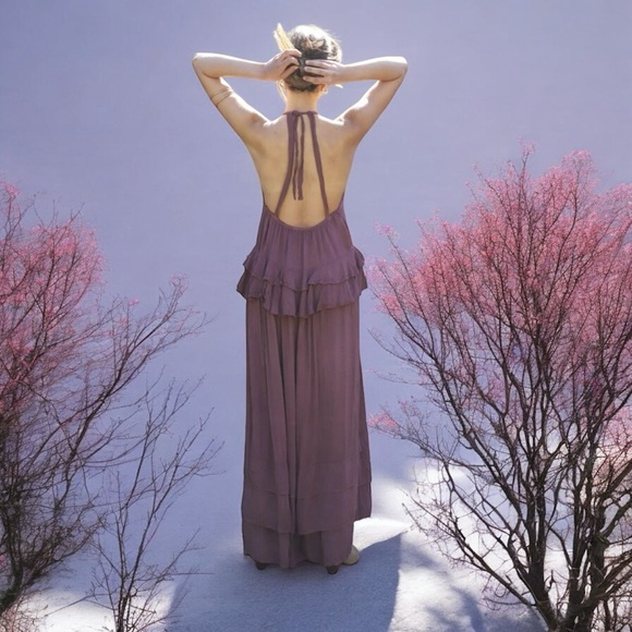 Jen’s Pirate Booty Dress NWT maxi long Chocolate Merlot backless halter S $225 - Picture 7 of 17